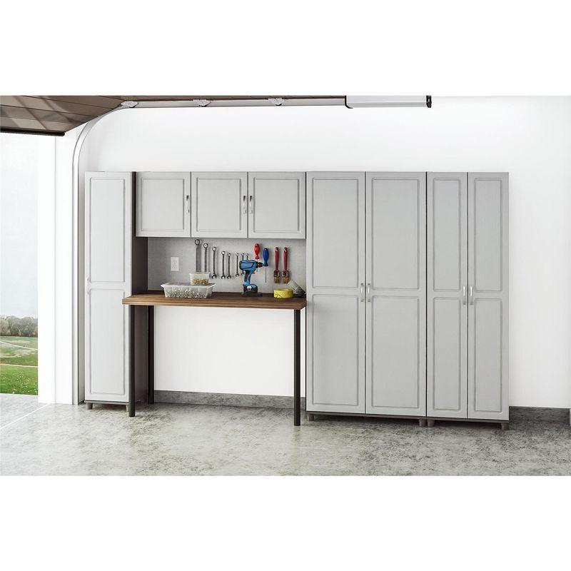 Gray Laminated MDF Freestanding Utility Storage Cabinet with Adjustable Shelving