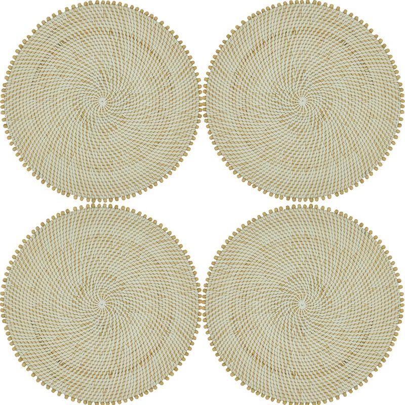 Saro Lifestyle Table Mats with Beaded Edge Design (Set of 4)