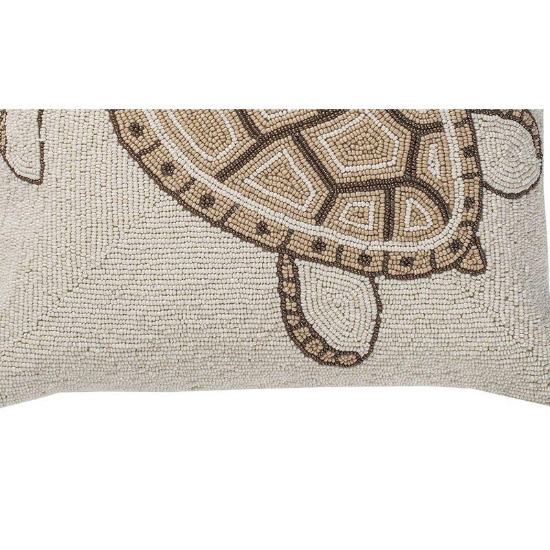 C&F Home 16" x 16" Natural Turtle Hand Beaded Throw Pillow