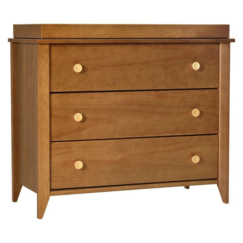 Sprout 3-Drawer Mid-Century Modern Changer Dresser in Chestnut/Natural