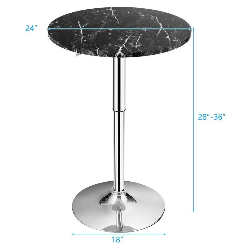 Elegant Faux Marble and Iron Round Swivel Counter-Height Bar Table