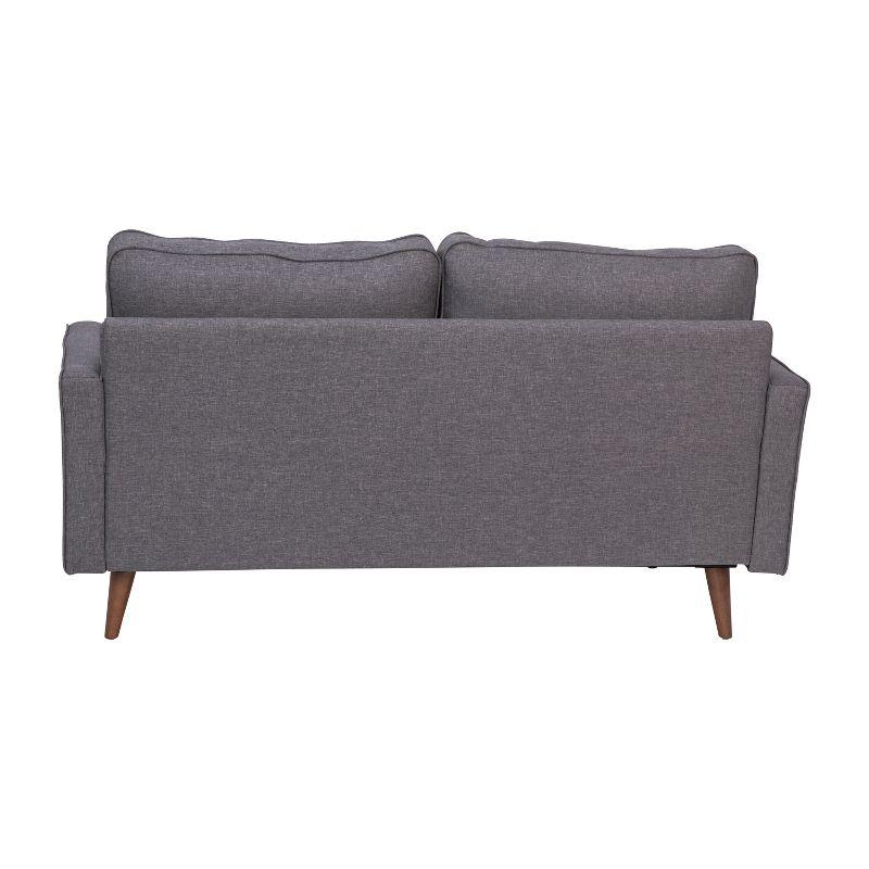 Flash Furniture Hudson Mid-Century Modern Loveseat Sofa with Tufted Faux Linen Upholstery & Solid Wood Legs in Dark Gray