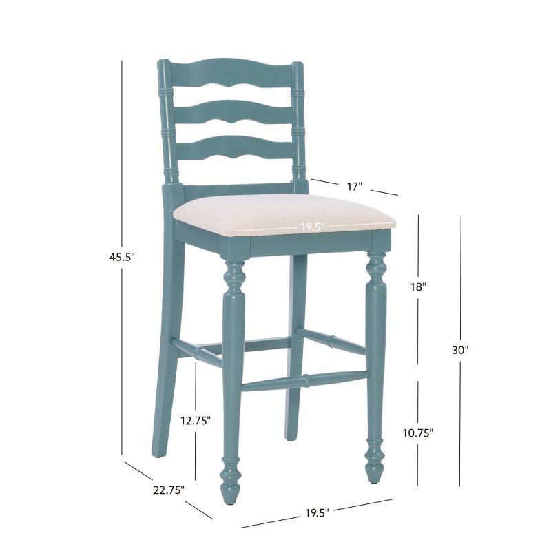 Elegant Antique Blue Wooden Barstool with Padded Seat