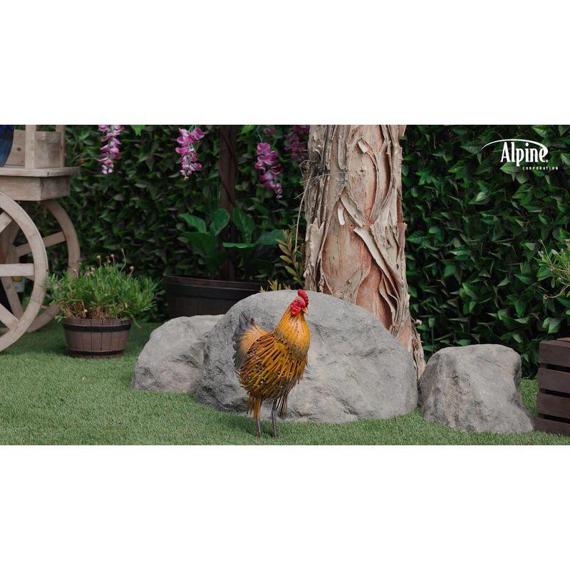 16" Indoor/Outdoor Metal Hen Decorative Garden Statue Golden Brown - Alpine Corporation: Iron Crafted Yard Art