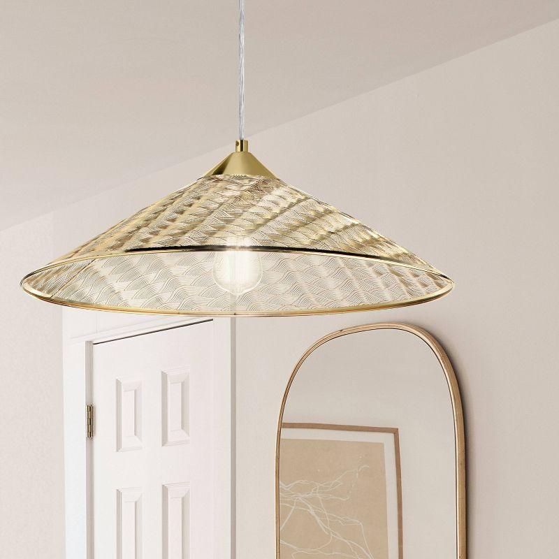 Adhvay 20"W 1-Light Gold Punched Metal Pendant Light