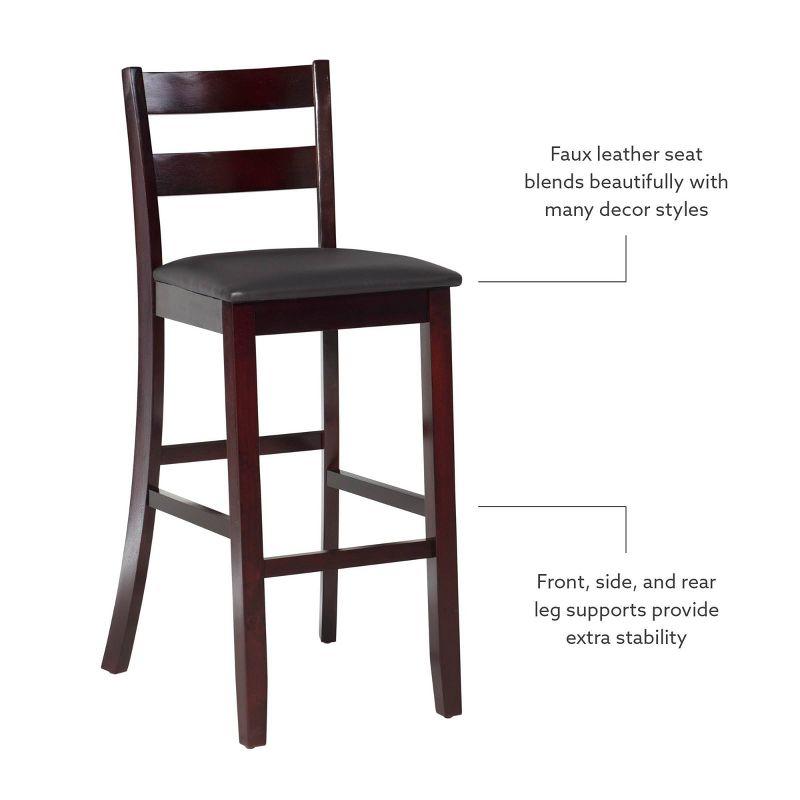 29" Triena Soho Padded Seat Faux Leather Barstool Hardwood/Brown - Linon: Upholstered, 31" High