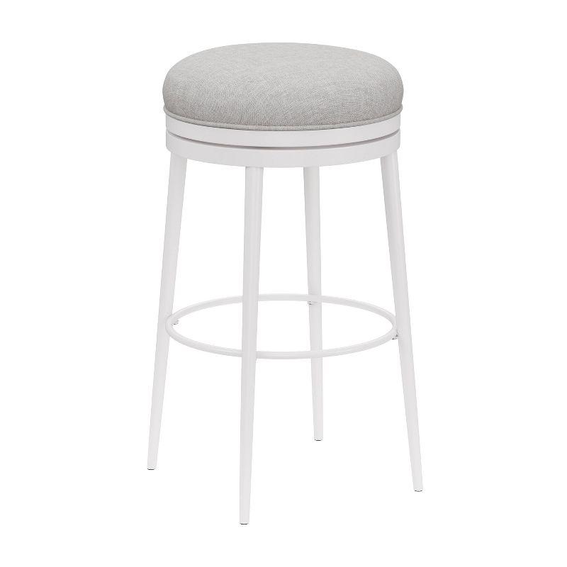 Aubrie Backless 26" Swivel Counter Height Barstool Off White/Silver - Hillsdale Furniture: Round Upholstered Metal Frame