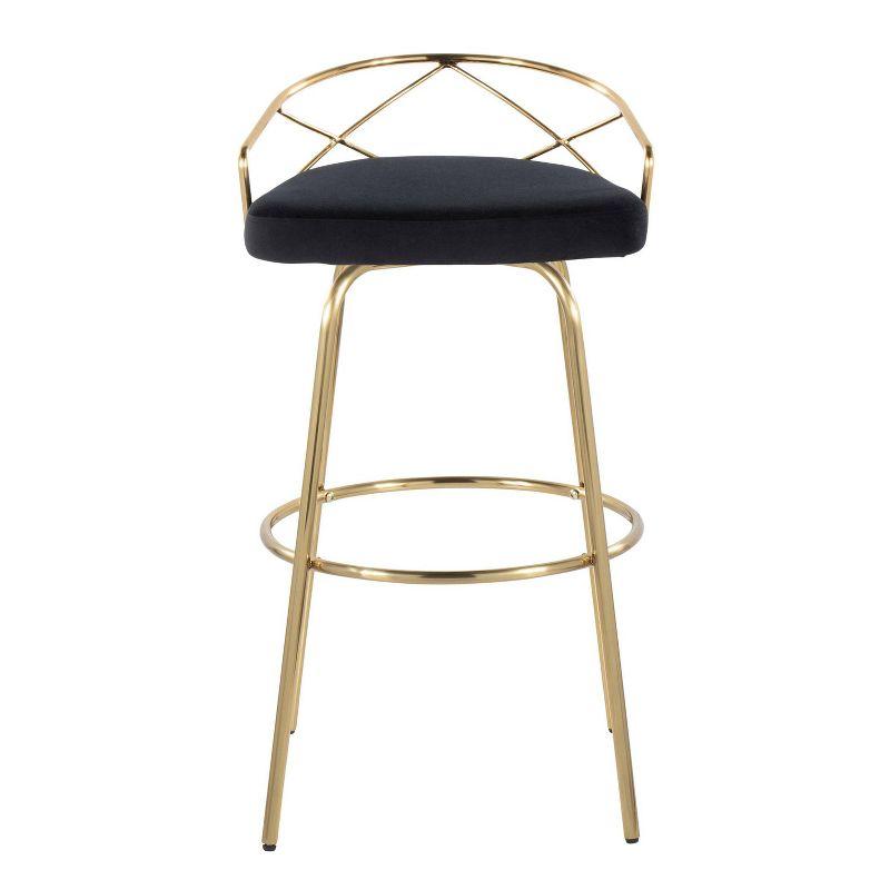 Set of 2 Charlotte Barstools Gold/Black - LumiSource: Glam Fixed-Height, Rounded Backrest, Metal Base