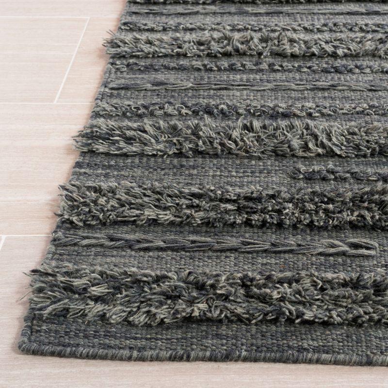 Charcoal and Ivory Hand-Knotted Wool and Cotton Rug, 4' x 6'