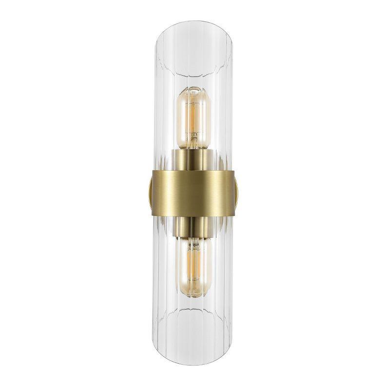 Eytan 17" Brass Gold Cylinder Wall Sconce with Clear Shade