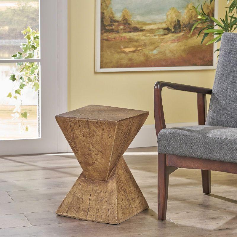 Christopher Knight Home Tess Indoor/Outdoor Geometric Lightweight Concrete Accent Table, Natural Brown