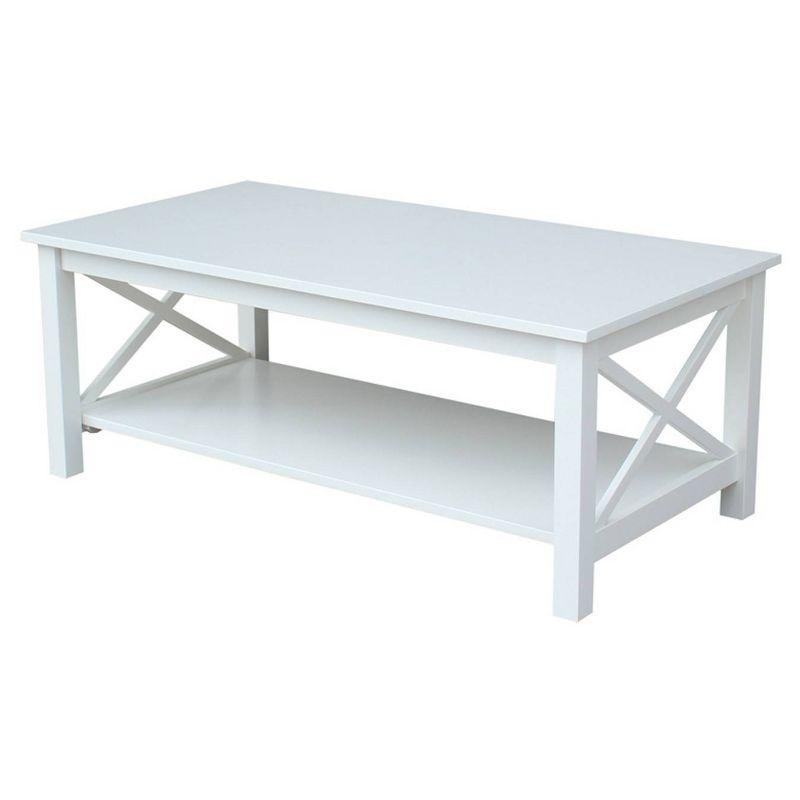 Hampton 46" White Solid Wood Rectangular Coffee Table