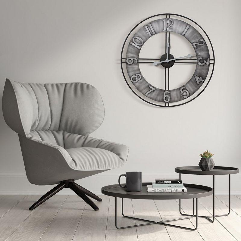 Sorbus 24" Distressed Industrial Round Metal Wall Clock