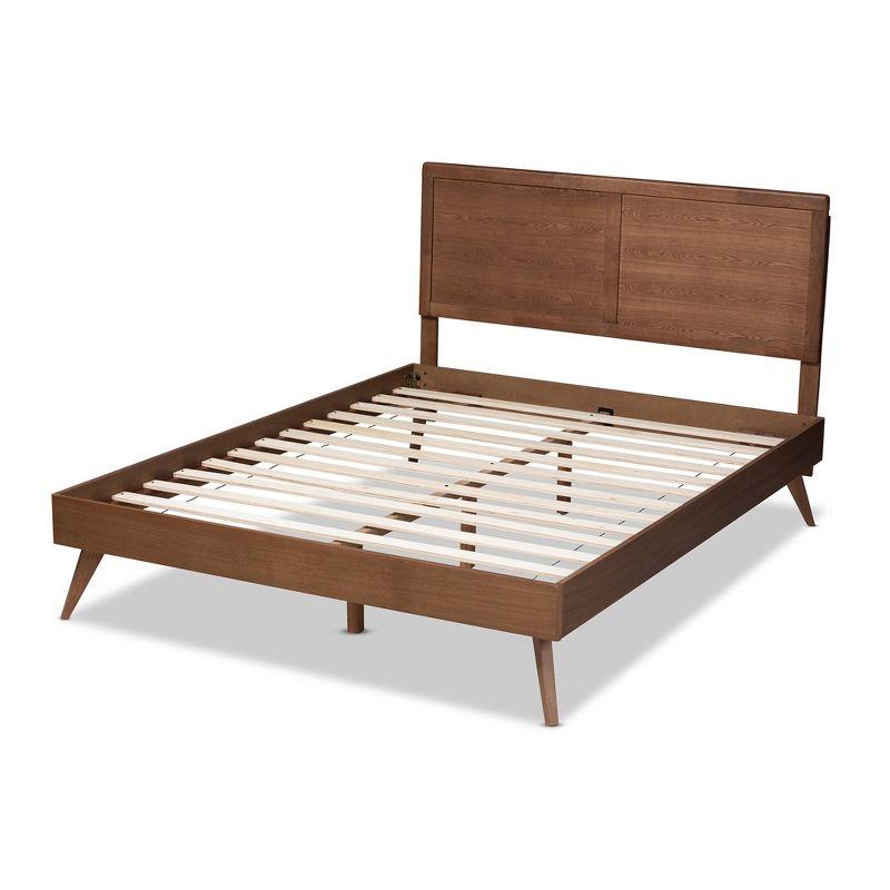 King Zenon Finished Wood Platform Bed Brown - Baxton Studio: Mid-Century Modern, No Box Spring Required