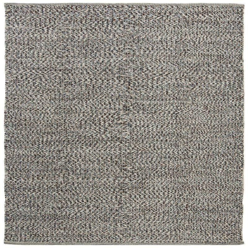 Coastal Breeze Blue Cotton 6' Square Hand Woven Rug