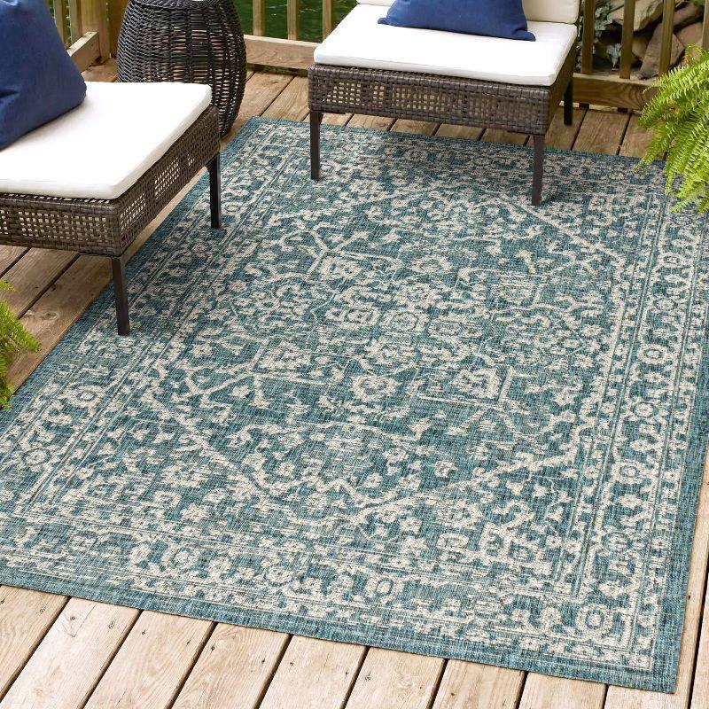 Malta Bohemian Inspired Medallion Textured Weave Indoor/Outdoor Area Rug - JONATHAN Y