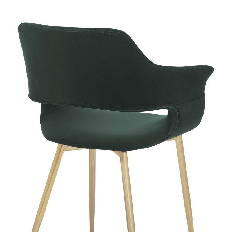 Gigi Velvet Metal Dining Room Chair Green - Armen Living: Gold Legs, Ergonomic Back, Set of 2