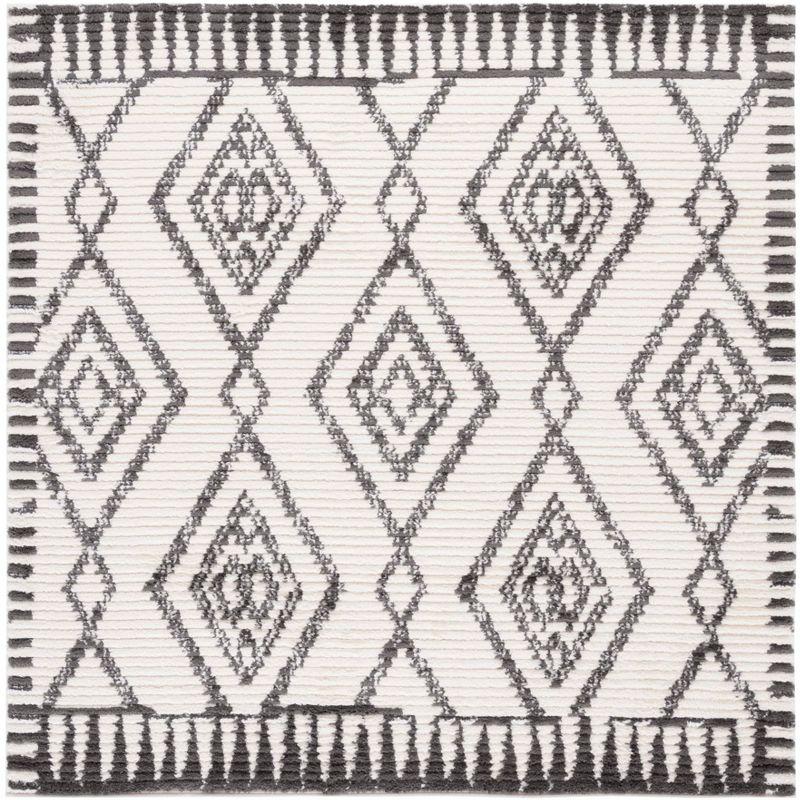 Marrakesh MRK304 Power Loomed Area Rug - Ivory/Dark Gray - 6'7"x6'7" - Safavieh.