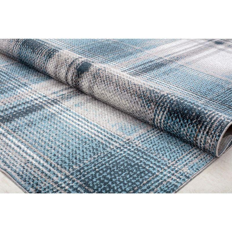 Rugs America Jaelyn JD50A Baltic Rapids Plaid Contemporary Blue Area Rug for Dining Room Rug Neutral Rug Living Room Rug Kitchen, 8'0"X10'0"