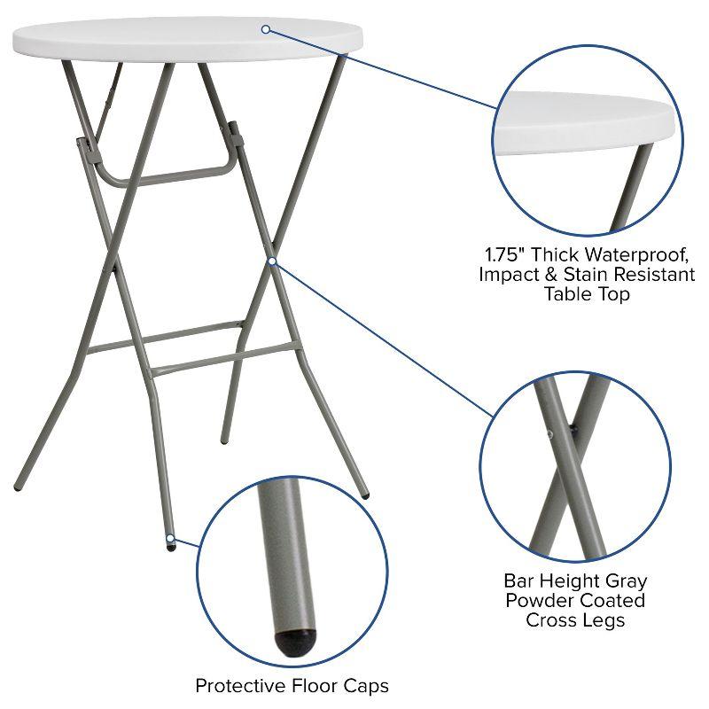 Granite White Round Plastic Bar Height Folding Table