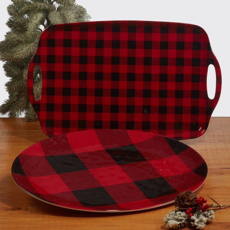 Red Buffalo Plaid 2pc Platter Set