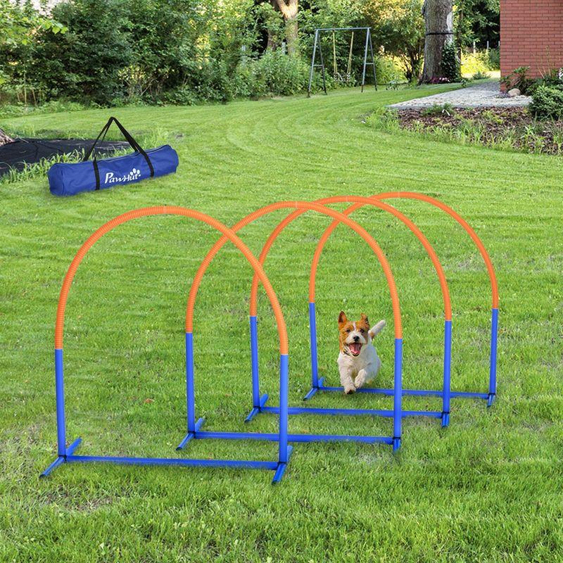 Pawhut Dog Agility Training Equipment, 4 Piece Dog Agility Course For Old Dogs With Carrying Bag, Outdoor Use, Blue