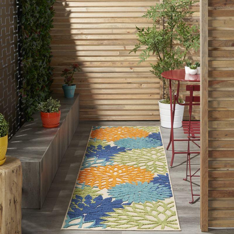Nourison Aloha Floral Bloom Flatweave High-Low Indoor Outdoor Runner Rug Multicolor 2'3" x 8'