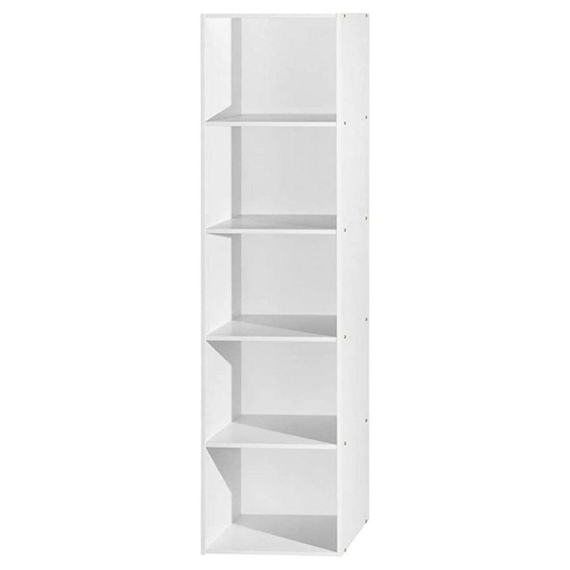 White Wooden 5-Shelf Bookcase with Doors for Kids' Toys