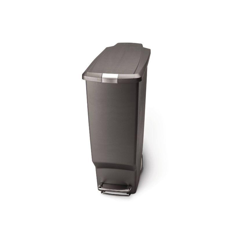 Gray Plastic Slim Kitchen Step Trash Can with Lockable Lid