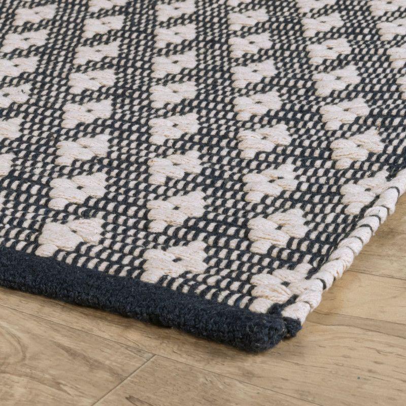 Dainty Diamond Navy/Ivory Handwoven Cotton Rug