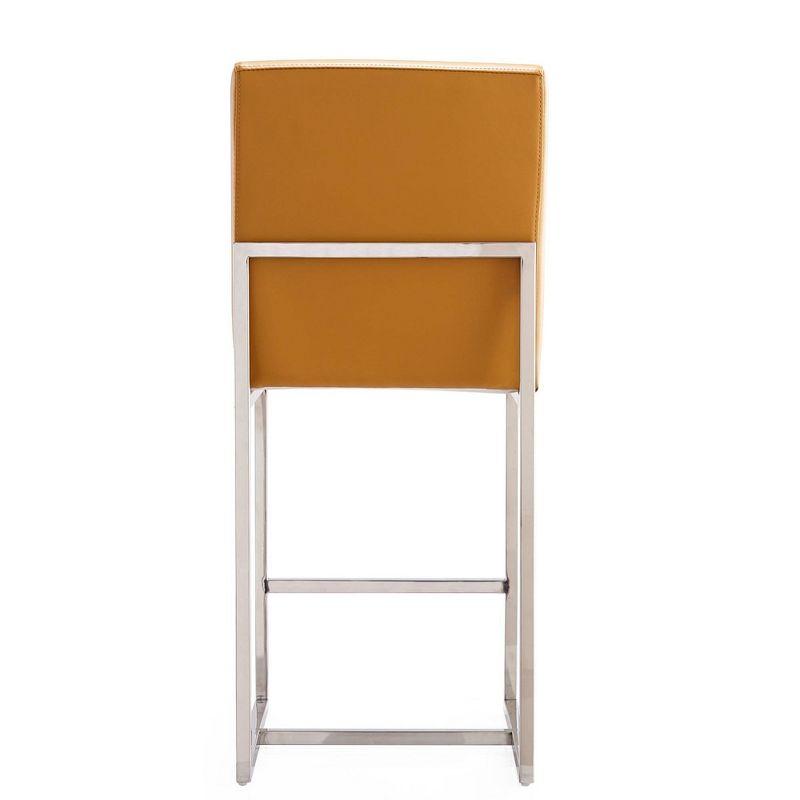 Set of 2 Element Upholstered Stainless Steel Counter Height Barstools Camel - Manhattan Comfort