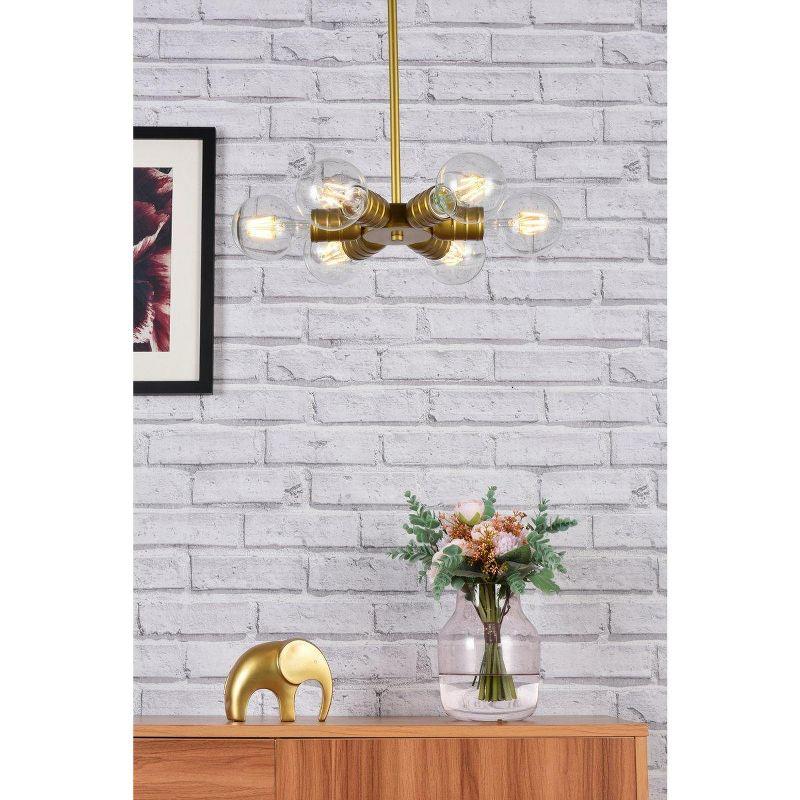 Reyes 6-Light Brass and Iron LED Pendant Lamp