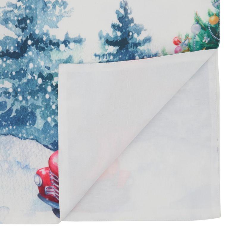 Multicolor Christmas Truck Polyester Table Runner, 16" x 70"