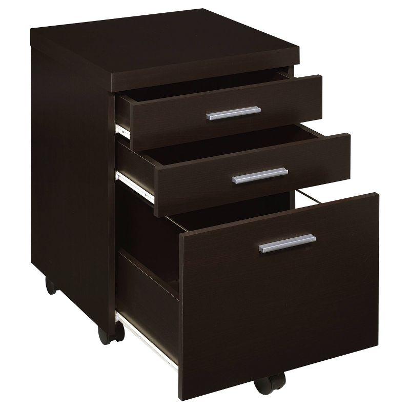 Skylar Black 3-Drawer Mobile File Cabinet with Silver Handles