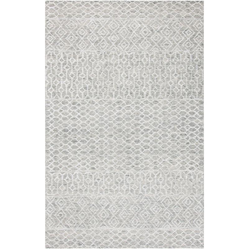 Ivory Rectangular Hand-Tufted Wool and Viscose Area Rug