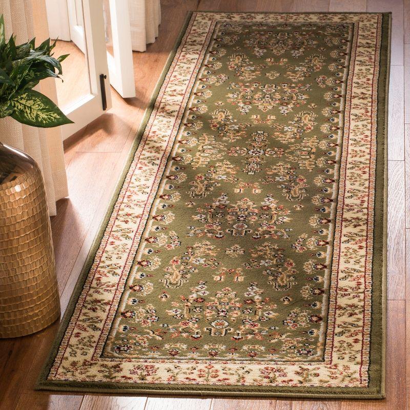 Sage and Ivory Floral Synthetic Runner Rug