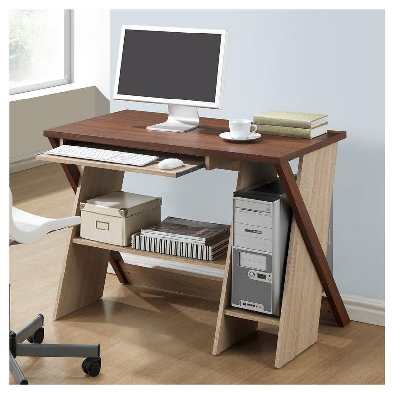 Sonoma Oak Angular Rhomboid Writing Desk with Storage