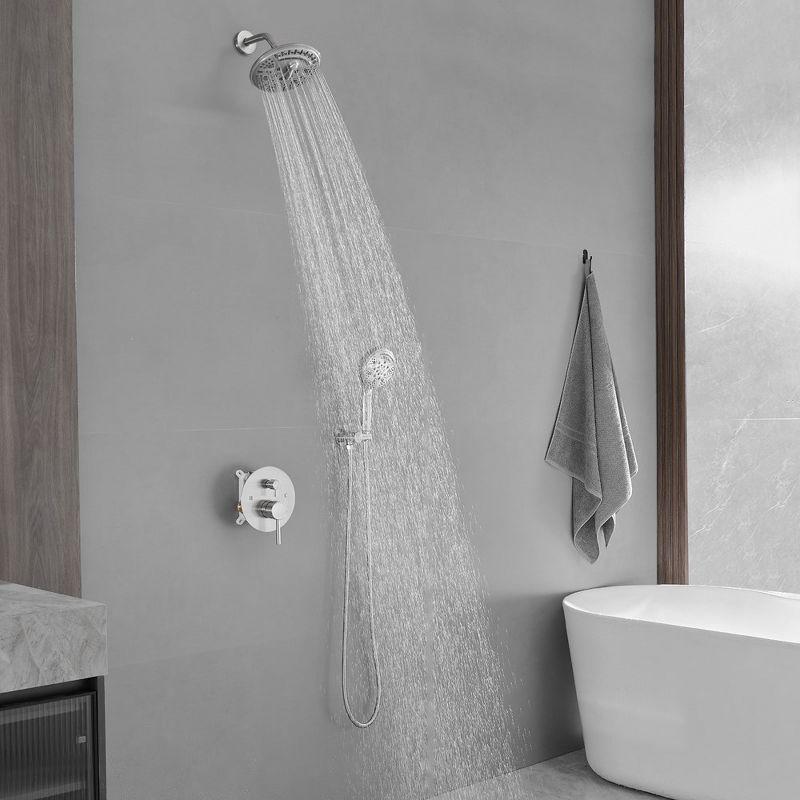 Single Handle 1-Spray Round Rain Shower Faucet Set with High Pressure Shower Head Hand Shower