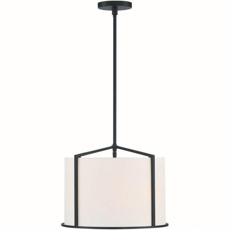 Carlyn Mini Drum Silk Shade Black Pendant Light