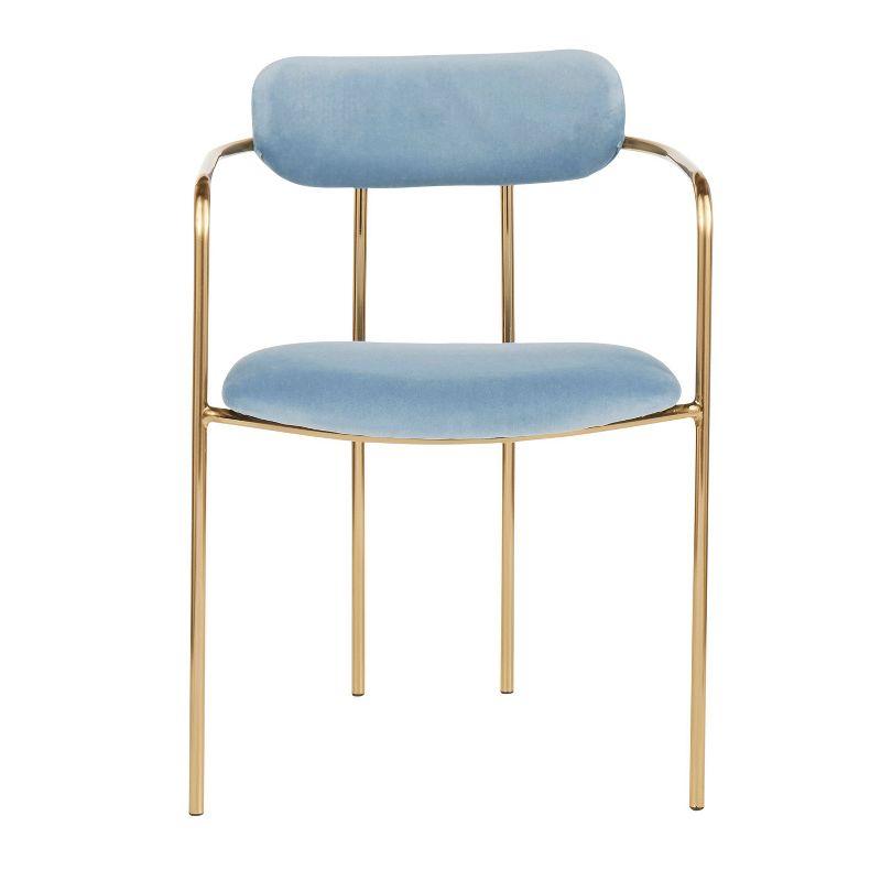 Set of 2 Demi Contemporary Chair Light Blue - LumiSource: Gold Frame, Velvet, Cushioned Seat