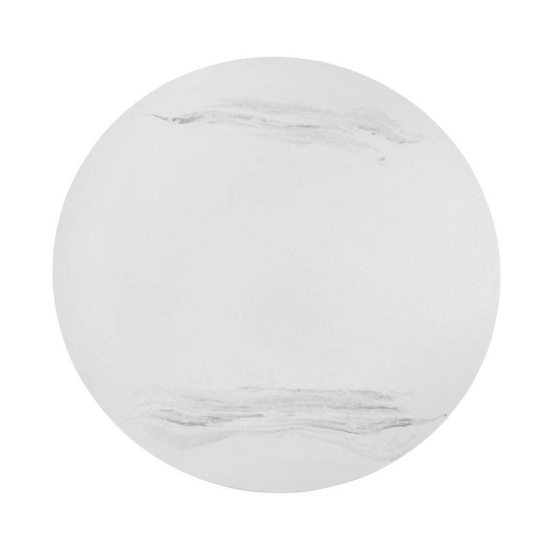 Loxley Marble Coffee Table White/Black - Armen Living: Elegant Spiral Base, 36" Diameter