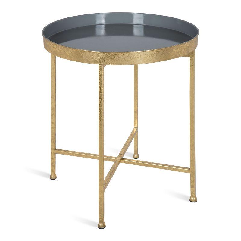 Kate and Laurel Celia Round Metal Side Table, 18.25x18.25x22, Gold and Gray