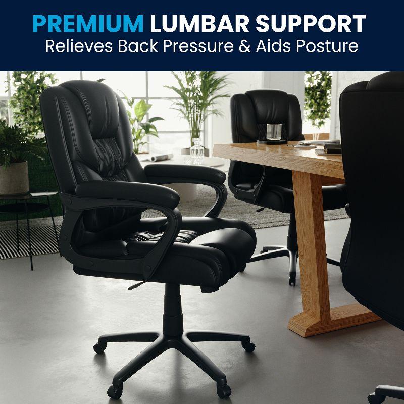 Flash Furniture Big & Tall LeatherSoft Ergonomic Office Chair with Padded Armrests