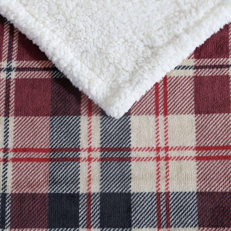 50"x60" Trailhead Plaid Reversible Throw Blanket Red - Eddie Bauer: Cozy Fleece, Machine Washable