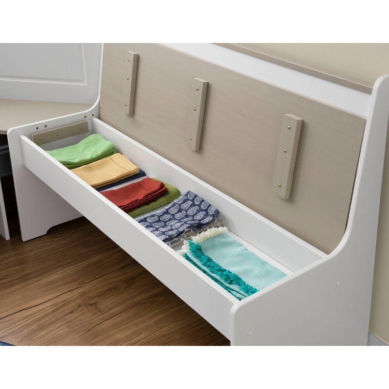 Linon 3pc Ardmore Breakfast Nook Storage Benches Dining Set White/Gray: Mid-Century Modern, Wood, 6-Seat Capacity