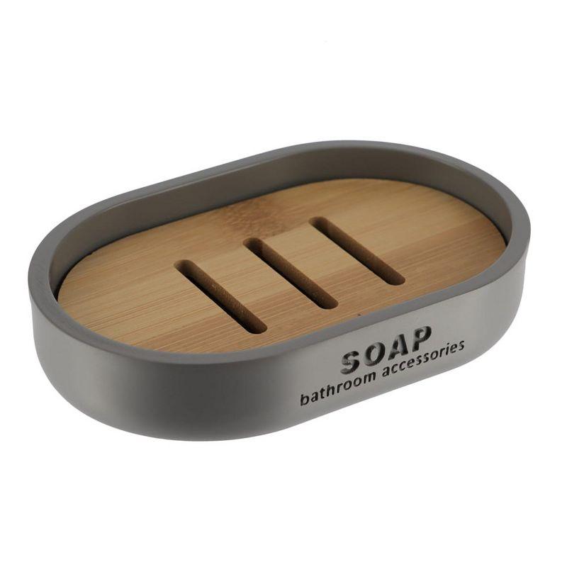 Willis Pure Matte Soap Dish with Bamboo Base