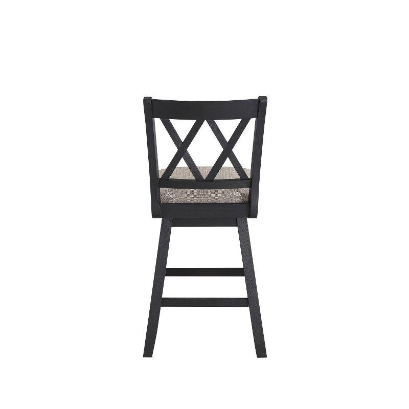 Home 2 Office 24" Brookline Xx Back Swivel Counter Height Barstool Distressed Black: Upholstered, Wood Frame, Footrest