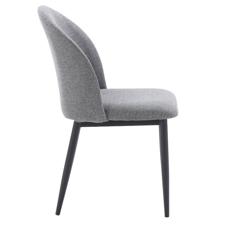 Nash Side Chair with Black Legs Gray - CorLiving: Mid-Century Design, Chenille Upholstery, Foam Support
