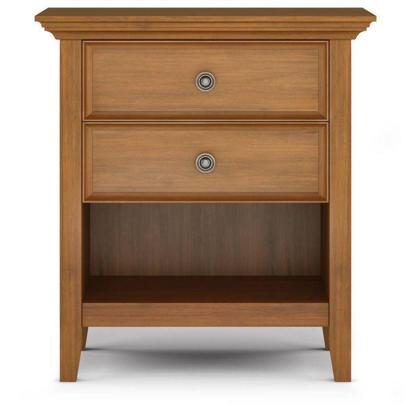 Simpli Home Amherst 24"W 2-Drawer Solid Wood Nightstand with Open Shelf