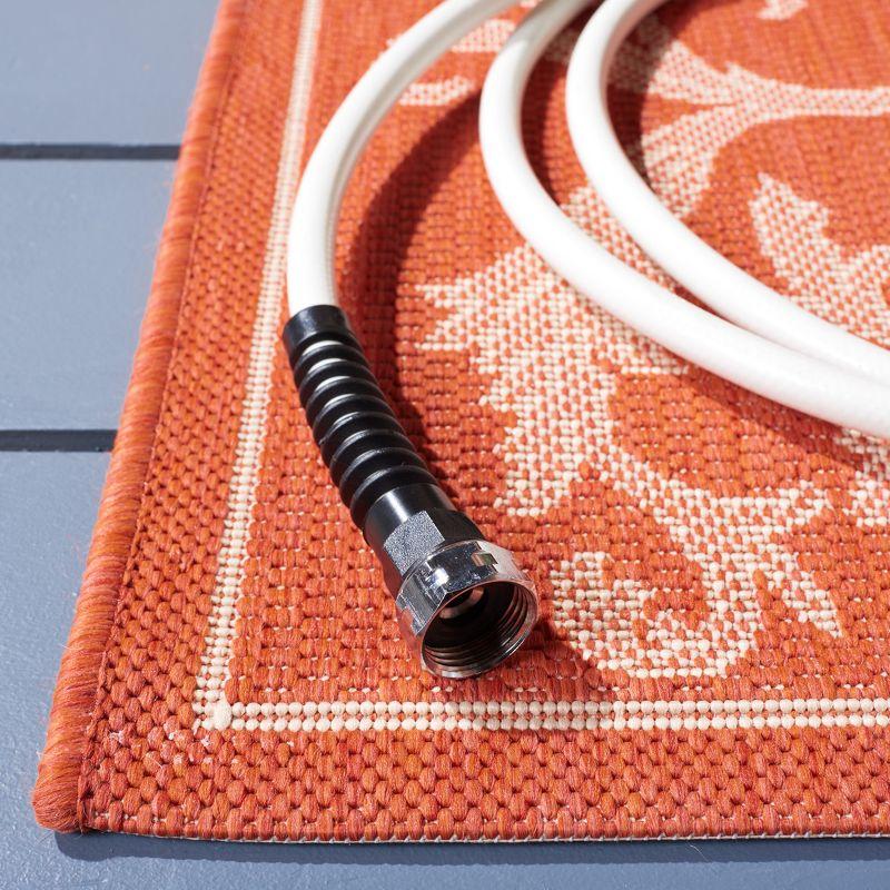 Courtyard CY2653 UV & Stain Resistant Non-Shedding Power Loomed Indoor/Outdoor Area Rug - Terracotta/Natural - 6'7"x6'7" - Safavieh